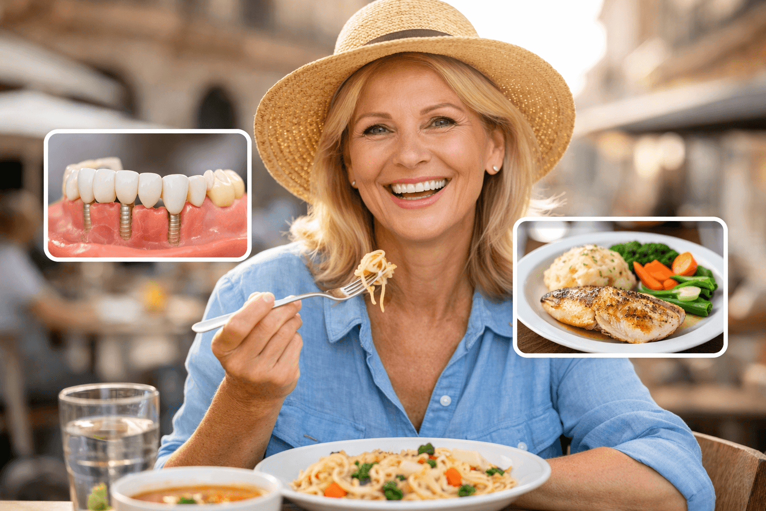 Temporary implant teeth and recovery-friendly foods